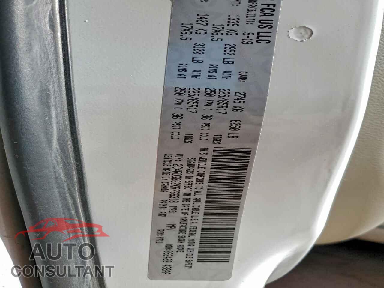DODGE CARAVAN 2019 - 2C4RDGBG2KR766318
