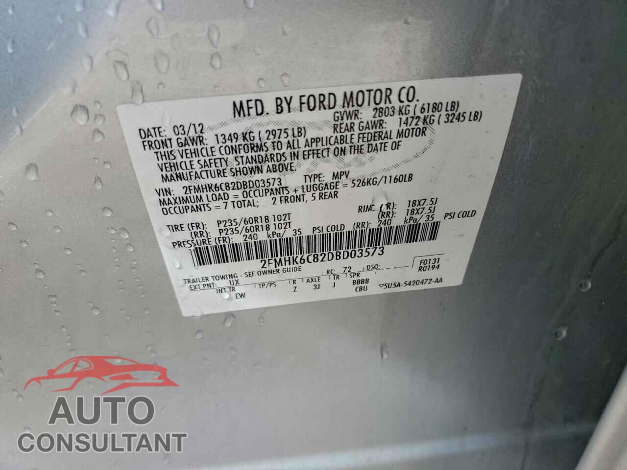 FORD FLEX 2013 - 2FMHK6C82DBD03573