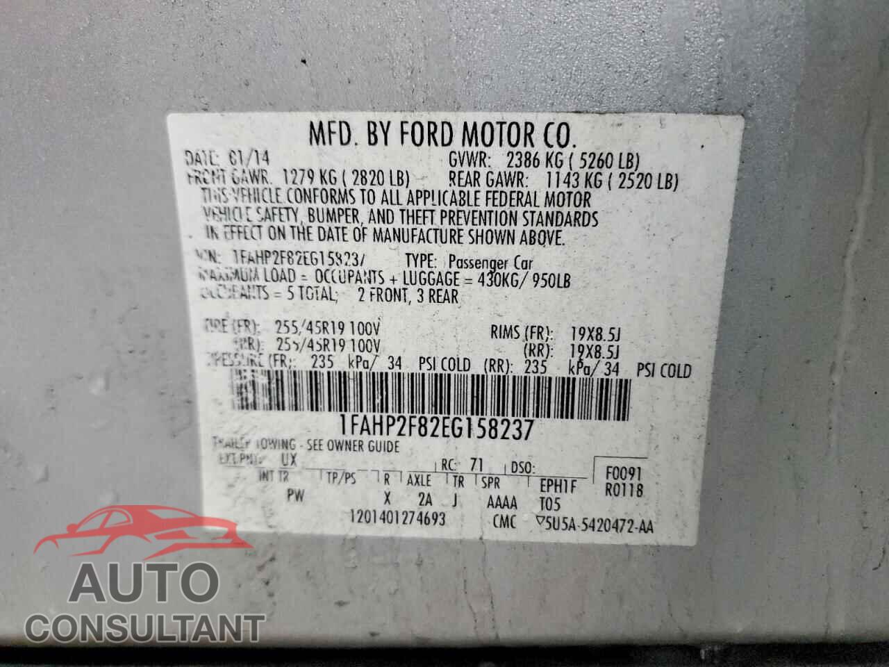 FORD TAURUS 2014 - 1FAHP2F82EG158237