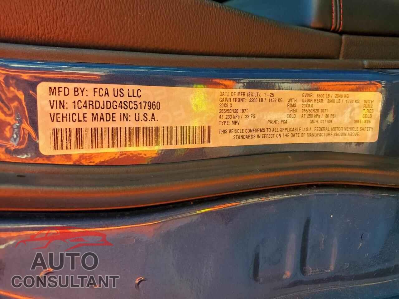 DODGE DURANGO 2025 - 1C4RDJDG4SC517960