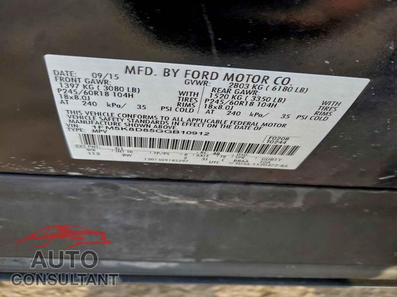 FORD EXPLORER 2016 - 1FM5K8D85GGB10912