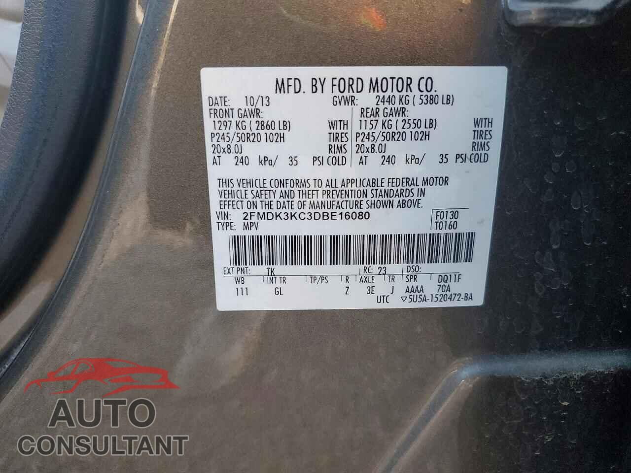 FORD EDGE 2013 - 2FMDK3KC3DBE16080