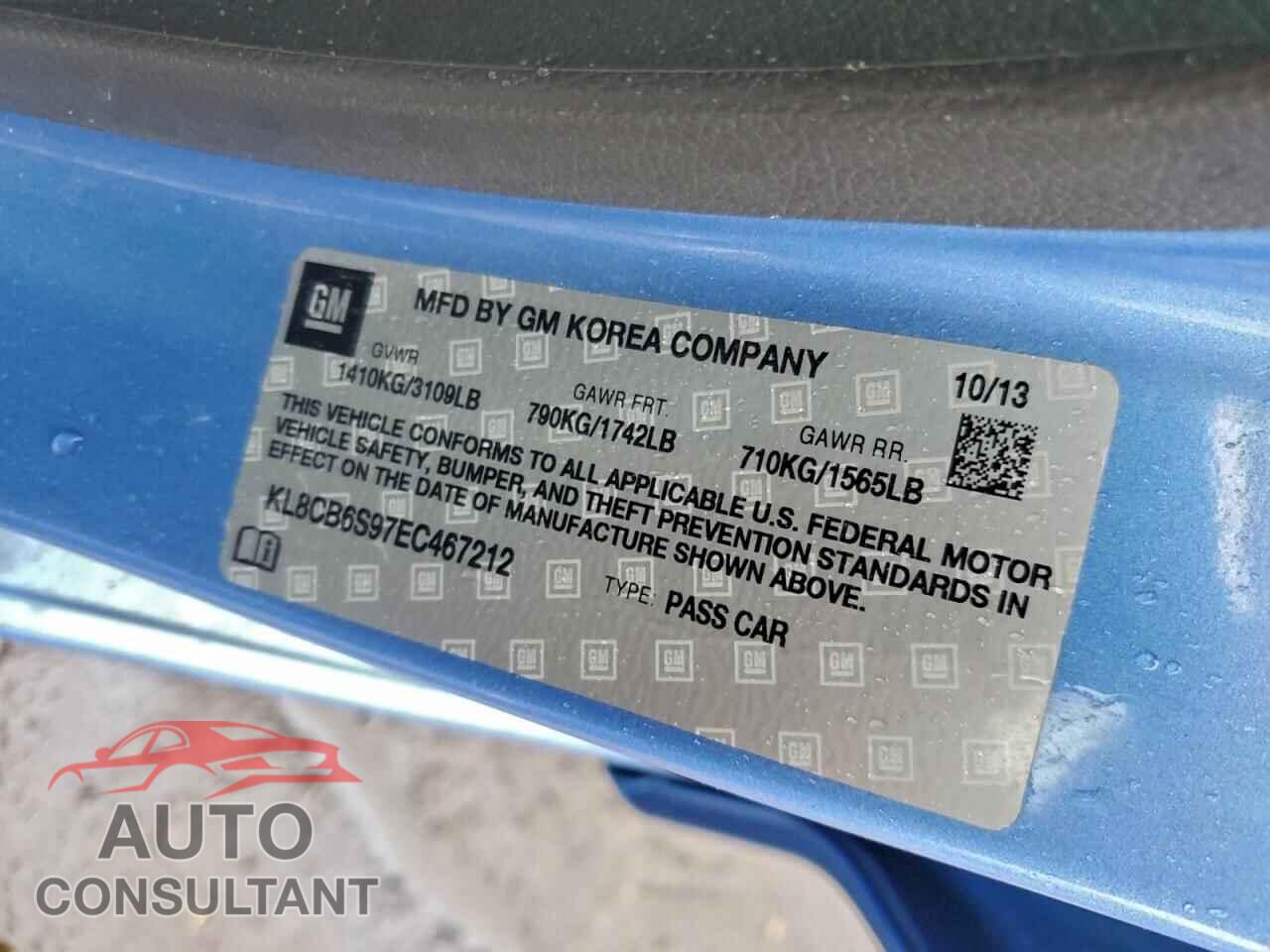 CHEVROLET SPARK 2014 - KL8CB6S97EC467212