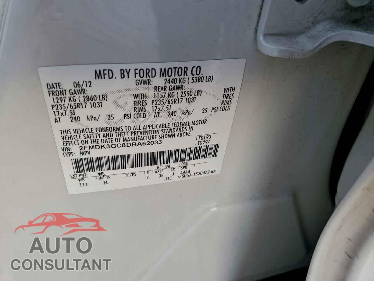 FORD EDGE 2013 - 2FMDK3GC8DBA62033