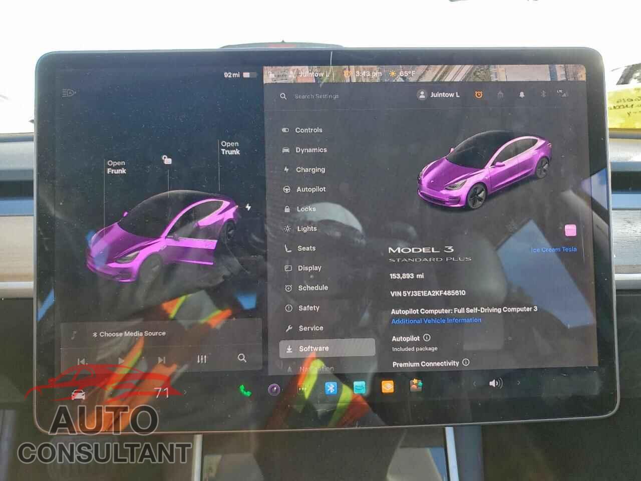 TESLA MODEL 3 2019 - 5YJ3E1EA2KF485610