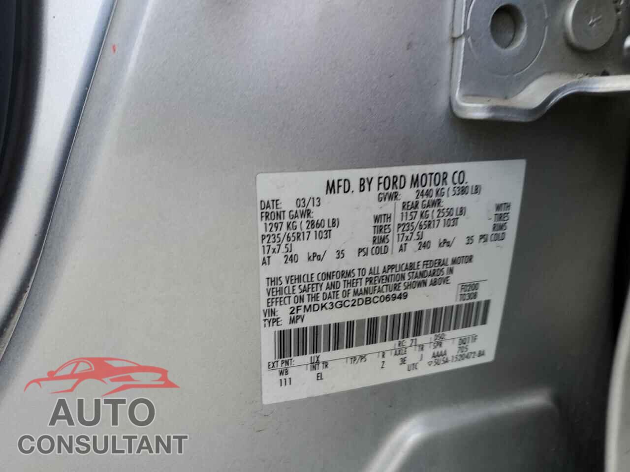 FORD EDGE 2013 - 2FMDK3GC2DBC06949