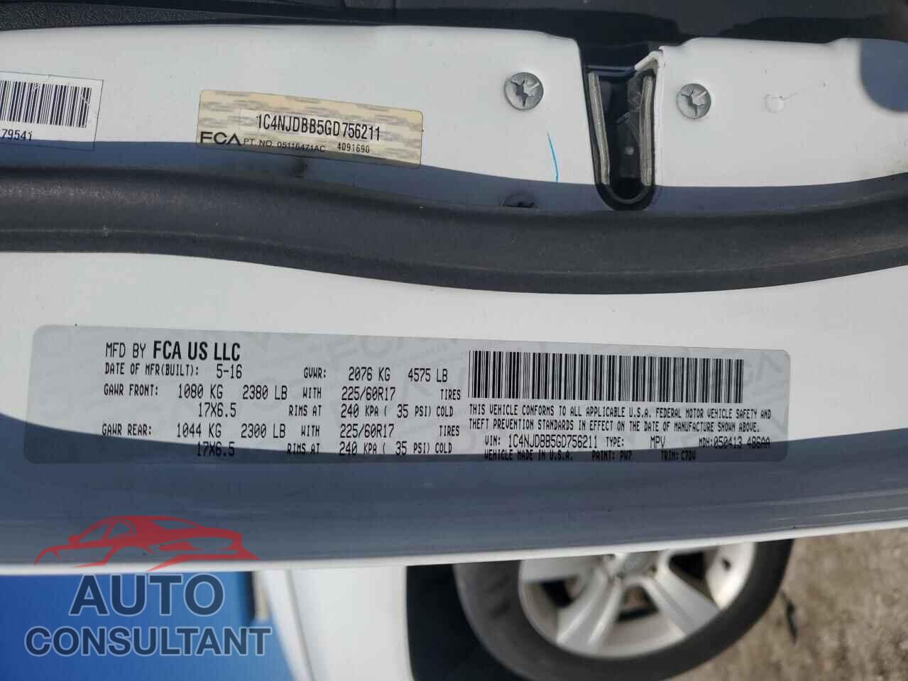 JEEP COMPASS 2016 - 1C4NJDBB5GD756211