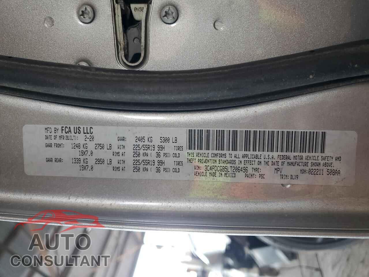 DODGE JOURNEY 2020 - 3C4PDCGB5LT206496
