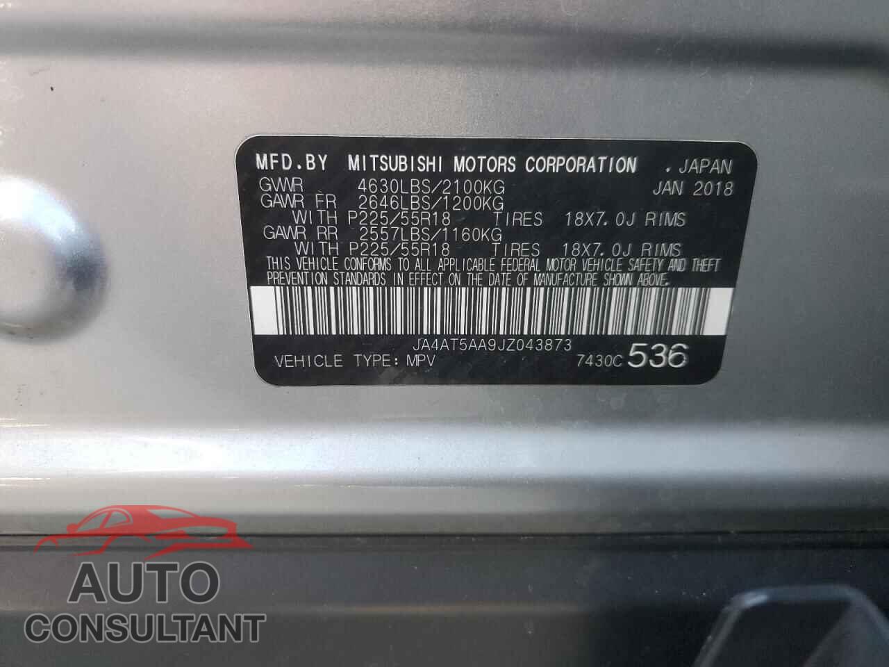 MITSUBISHI ECLIPSE 2018 - JA4AT5AA9JZ043873