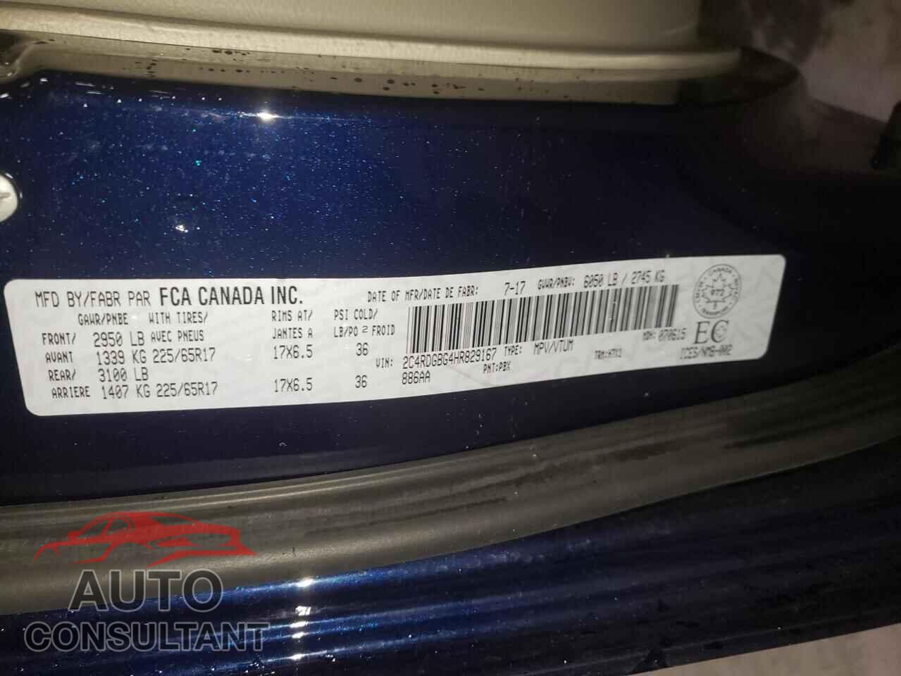 DODGE CARAVAN 2017 - 2C4RDGBG4HR829167