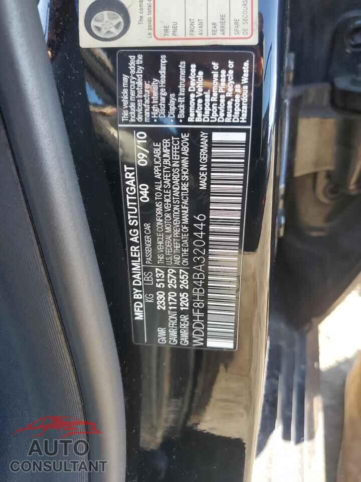 MERCEDES-BENZ E-CLASS 2011 - WDDHF8HB4BA320446