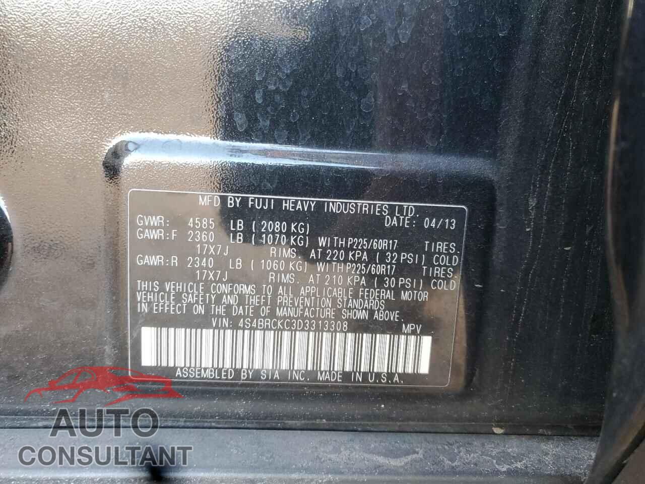 SUBARU OUTBACK 2013 - 4S4BRCKC3D3313308