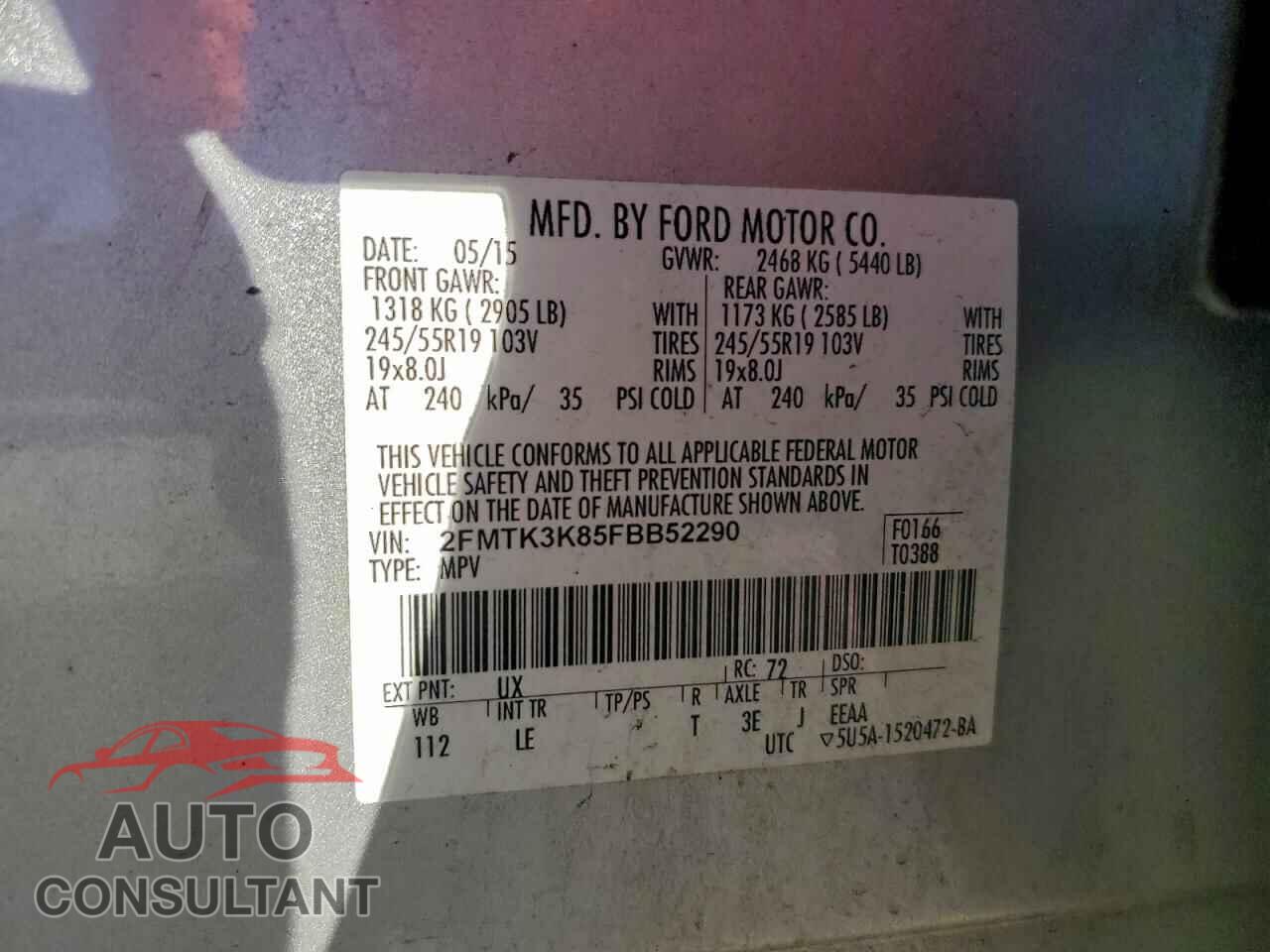 FORD EDGE 2015 - 2FMTK3K85FBB52290