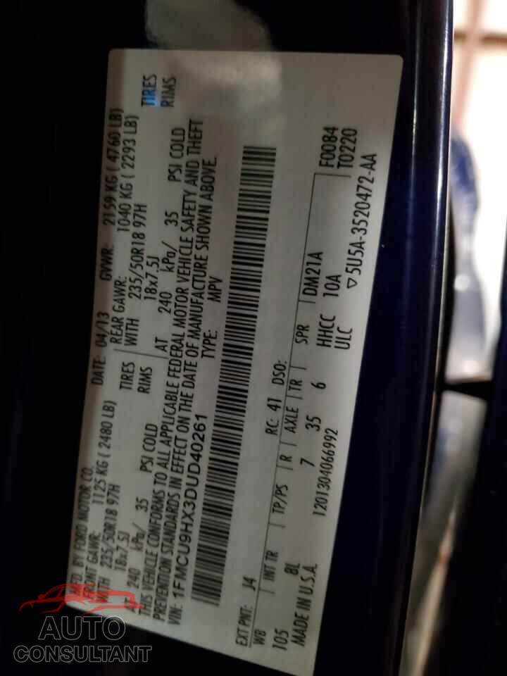 FORD ESCAPE 2013 - 1FMCU9HX3DUD40261