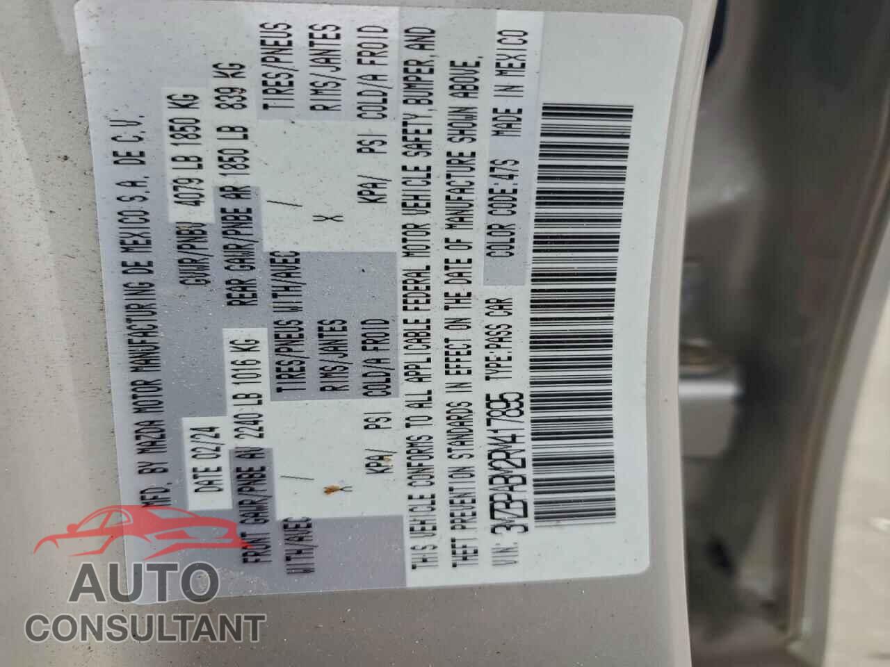 MAZDA 3 SELECT S 2024 - 3MZBPABM2RM417895