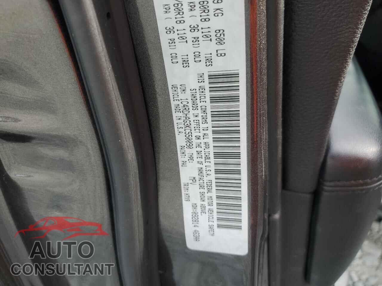 DODGE DURANGO 2019 - 1C4RDHAG3KC550090