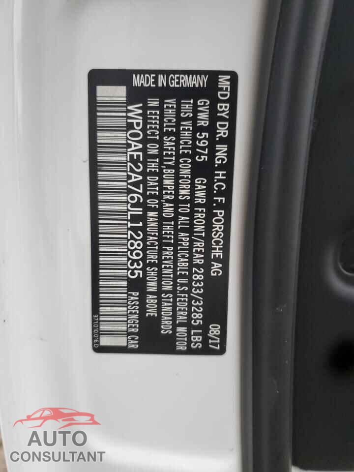 PORSCHE PANAMERA 2018 - WP0AE2A76JL128935