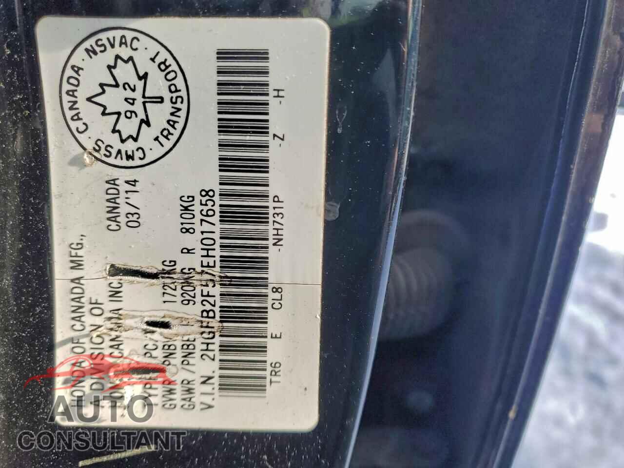 HONDA CIVIC 2014 - 2HGFB2F57EH017658