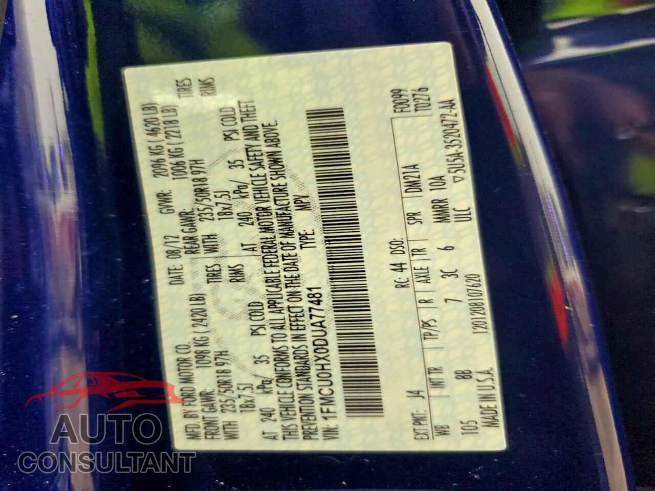 FORD ESCAPE 2013 - 1FMCU0HX0DUA77481