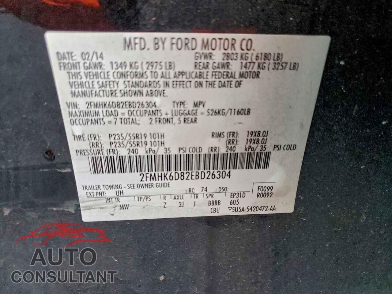 FORD FLEX 2014 - 2FMHK6D82EBD26304