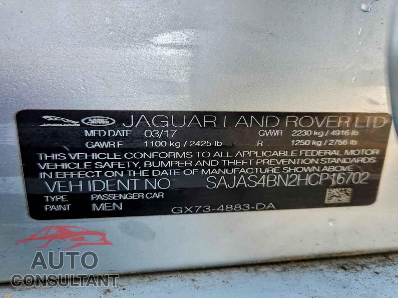 JAGUAR XE 2017 - SAJAS4BN2HCP16702