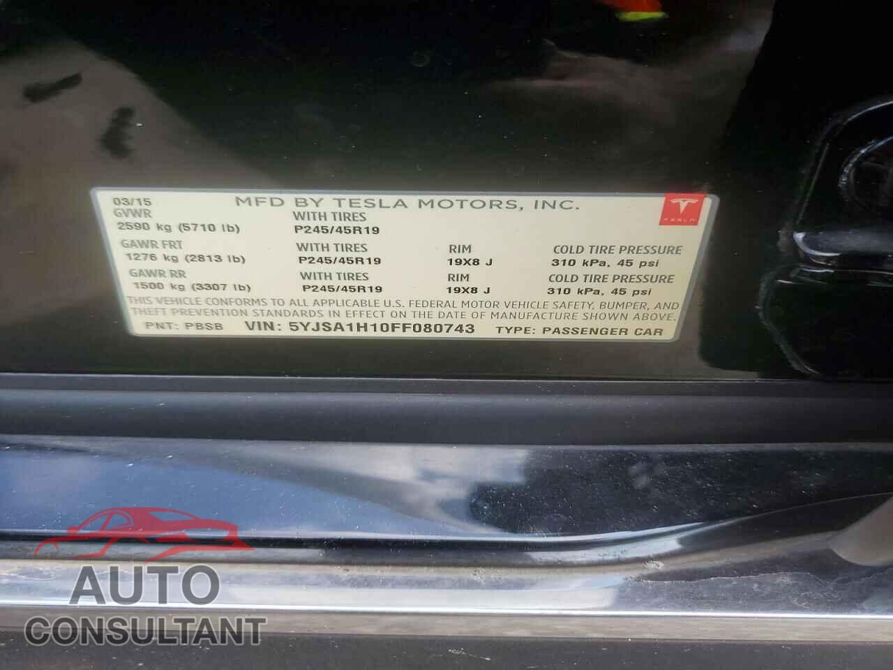 TESLA MODEL S 2015 - 5YJSA1H10FF080743