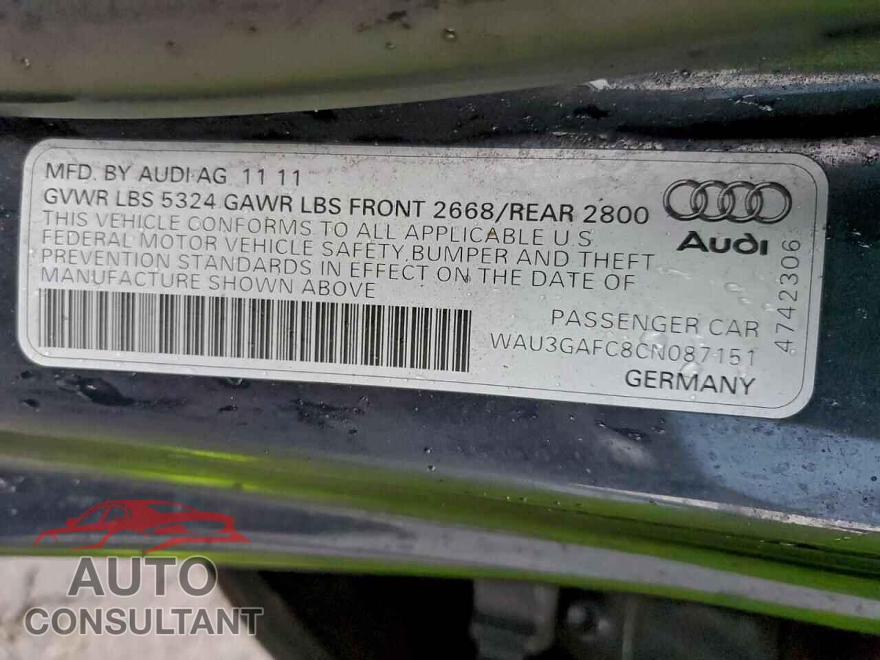 AUDI A7 2012 - WAU3GAFC8CN087151
