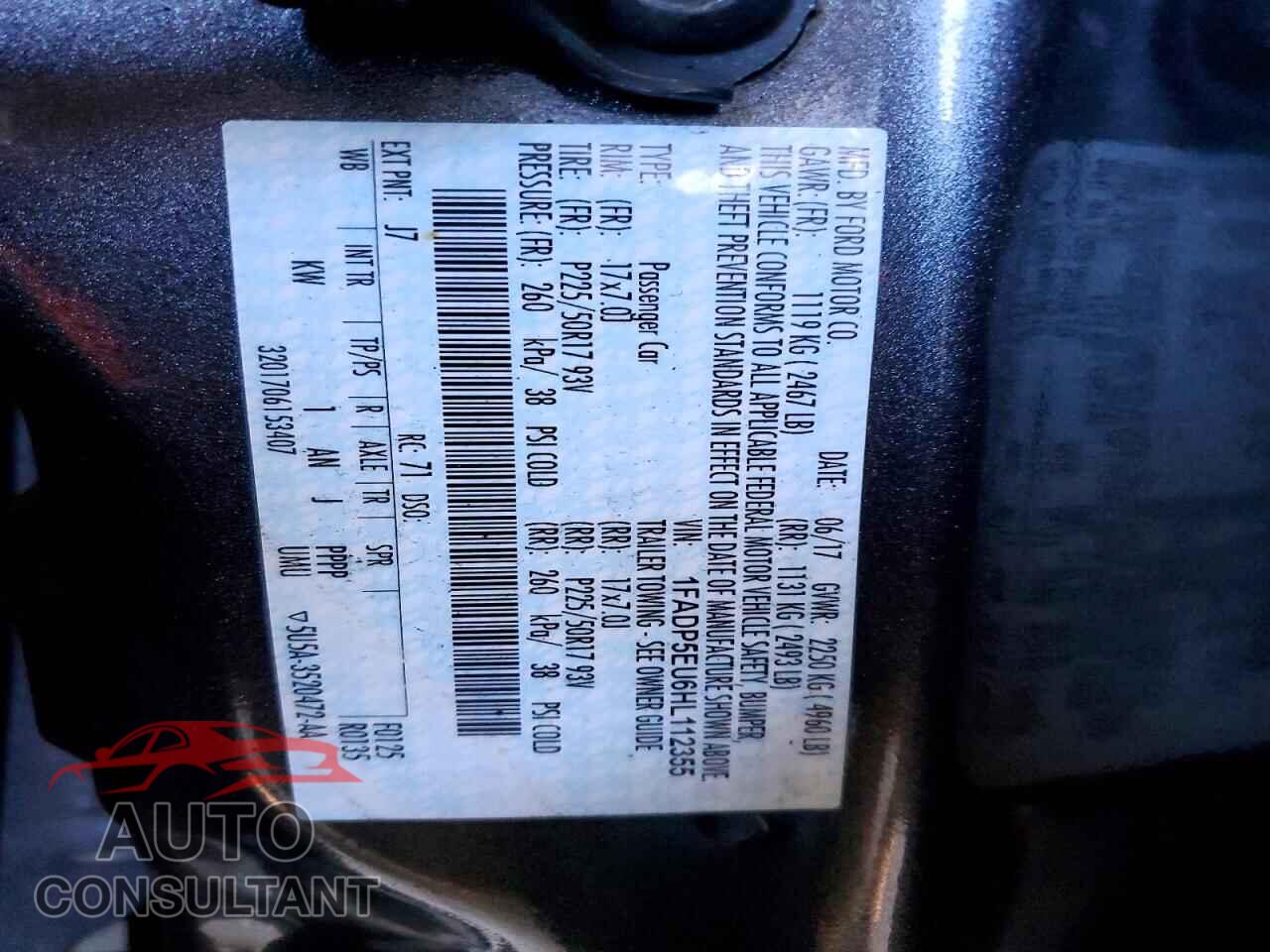 FORD CMAX 2017 - 1FADP5EU6HL112355