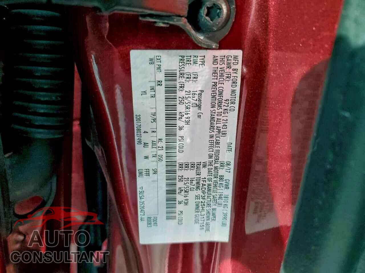 FORD FOCUS 2017 - 1FADP3F25HL317151