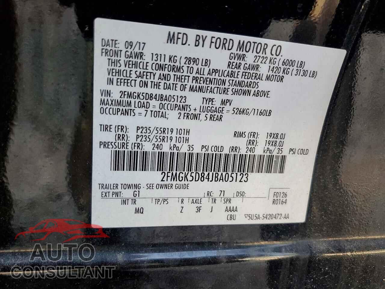 FORD FLEX 2018 - 2FMGK5D84JBA05123