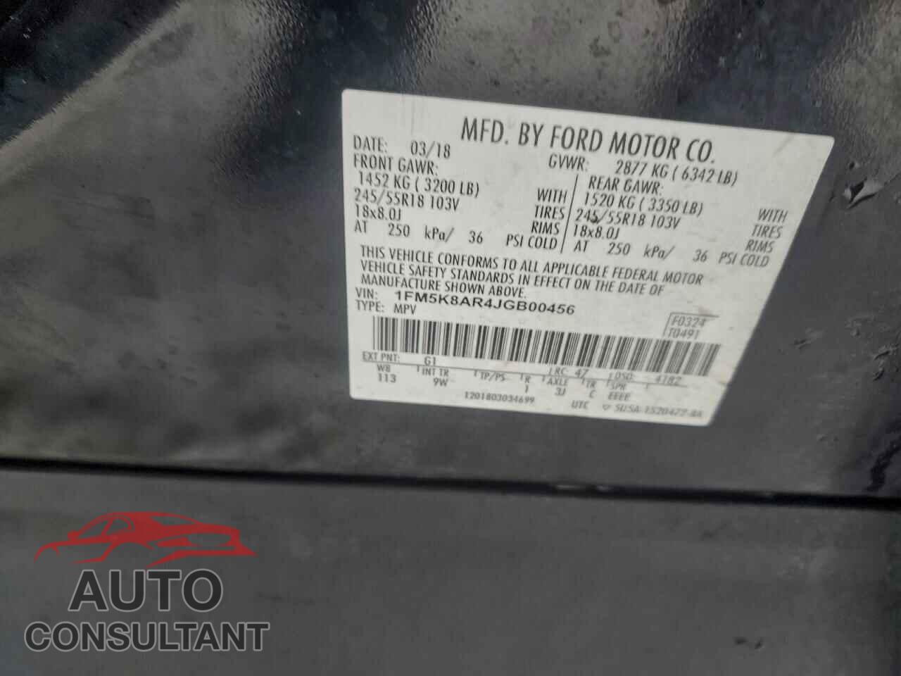 FORD EXPLORER 2018 - 1FM5K8AR4JGB00456