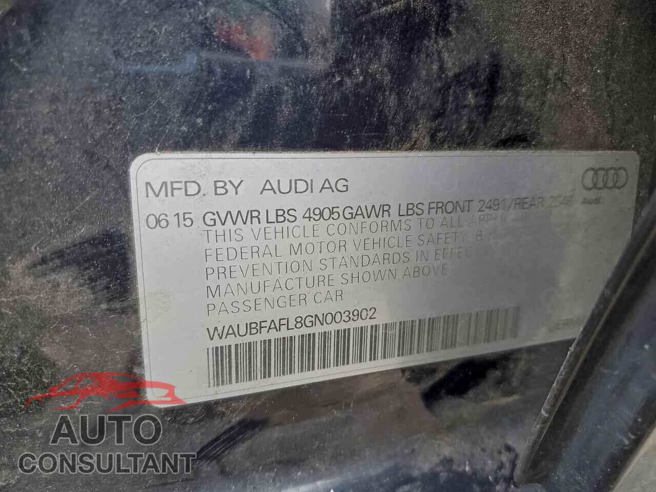 AUDI A4 2016 - WAUBFAFL8GN003902