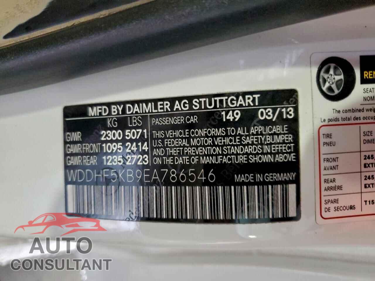 MERCEDES-BENZ E-CLASS 2014 - WDDHF5KB9EA786546