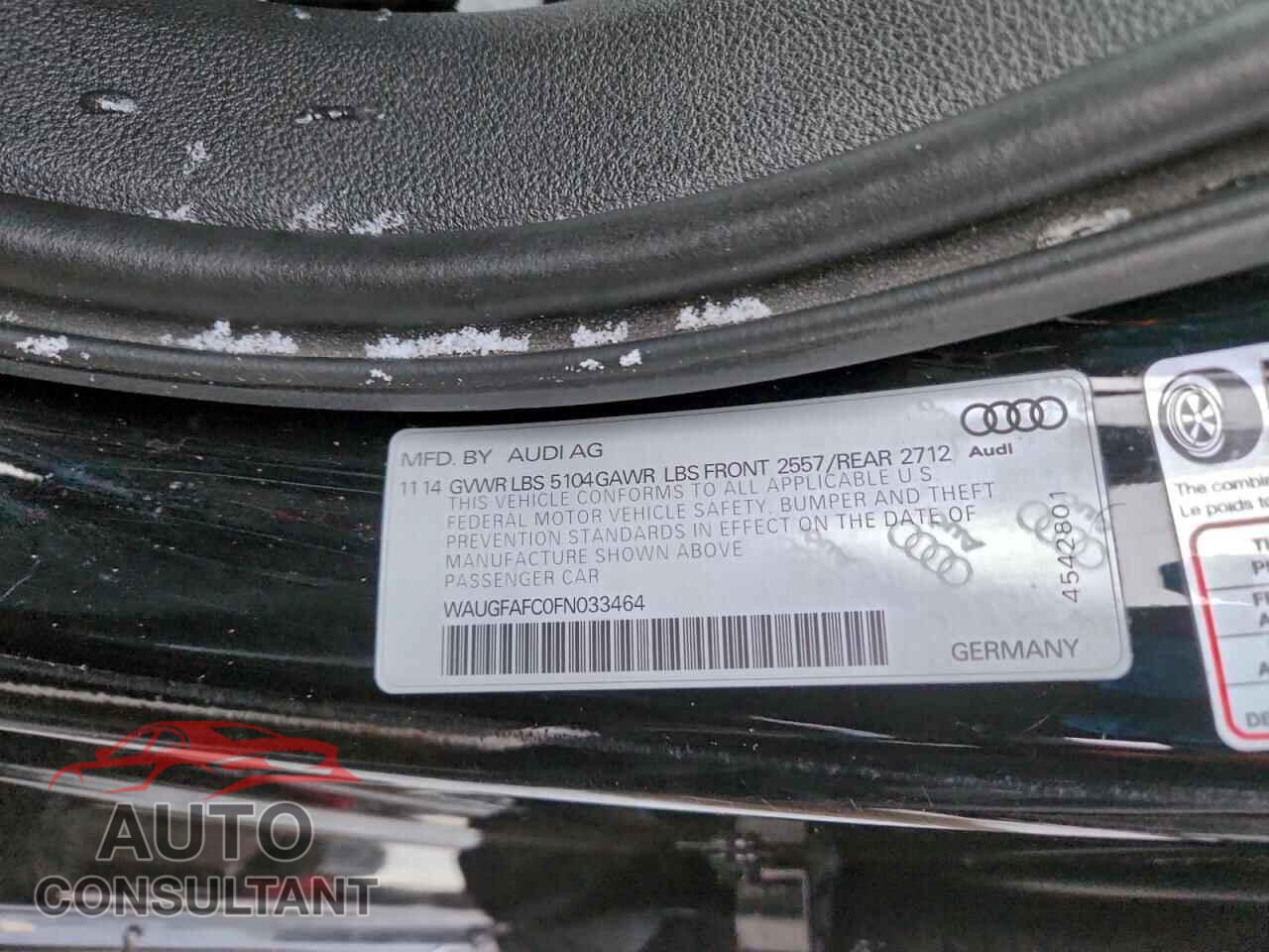 AUDI A6 2015 - WAUGFAFC0FN033464