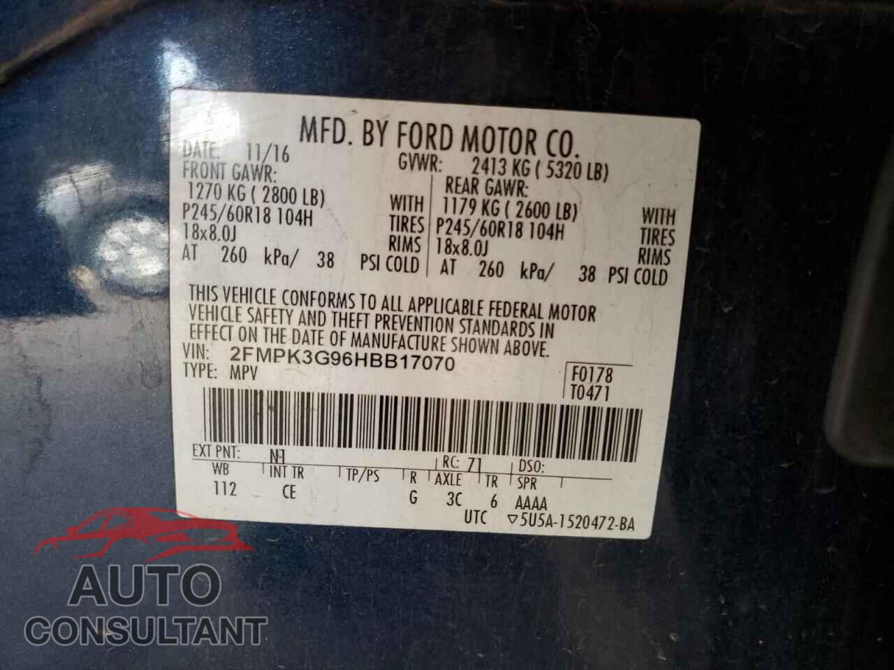 FORD EDGE 2017 - 2FMPK3G96HBB17070