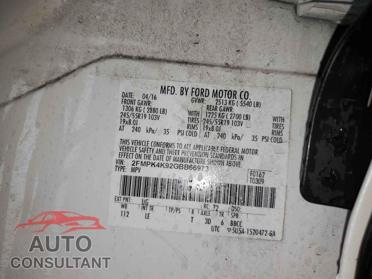 FORD EDGE 2016 - 2FMPK4K92GBB66973