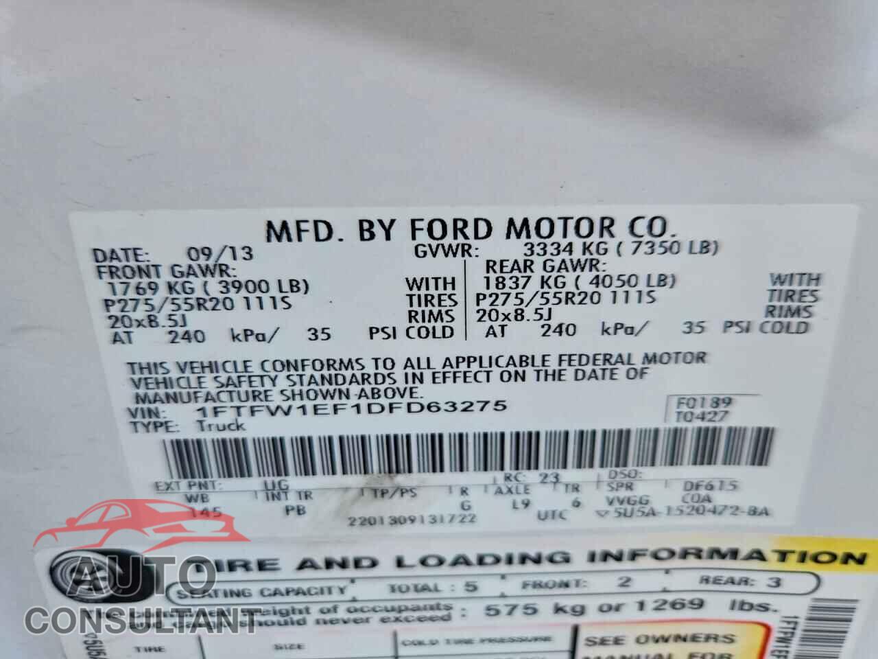 FORD F-150 2013 - 1FTFW1EF1DFD63275