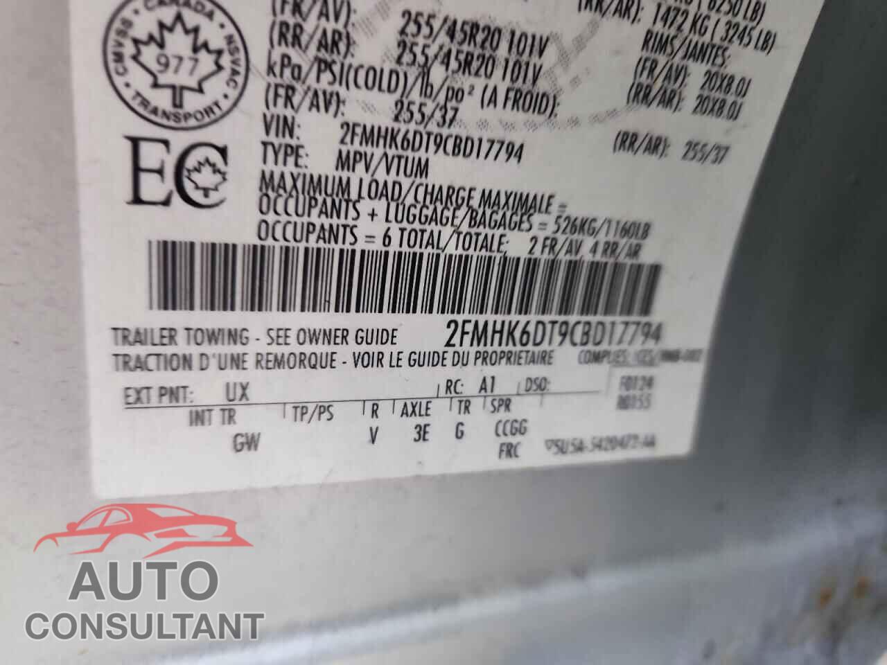 FORD FLEX 2012 - 2FMHK6DT9CBD17794
