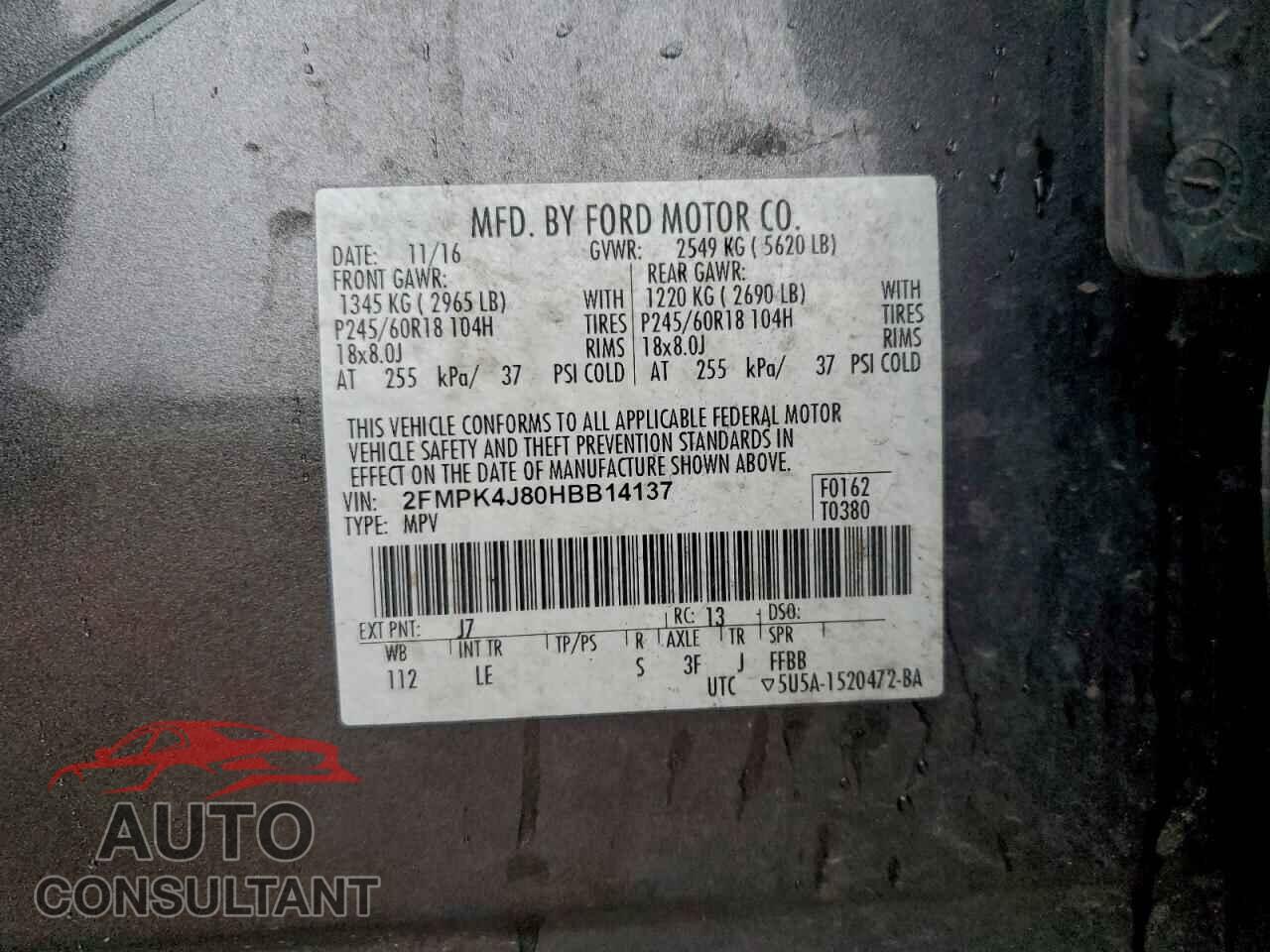 FORD EDGE 2017 - 2FMPK4J80HBB14137