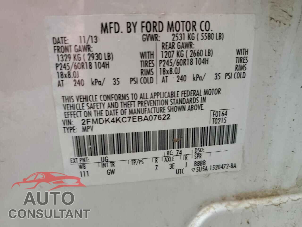 FORD EDGE 2014 - 2FMDK4KC7EBA07622