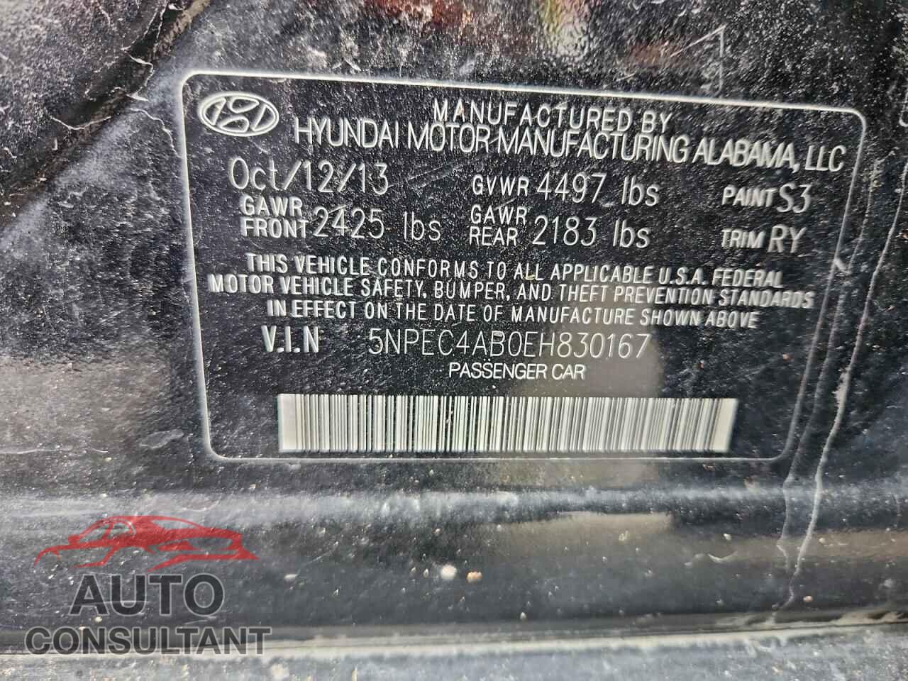 HYUNDAI SONATA 2014 - 5NPEC4AB0EH830167