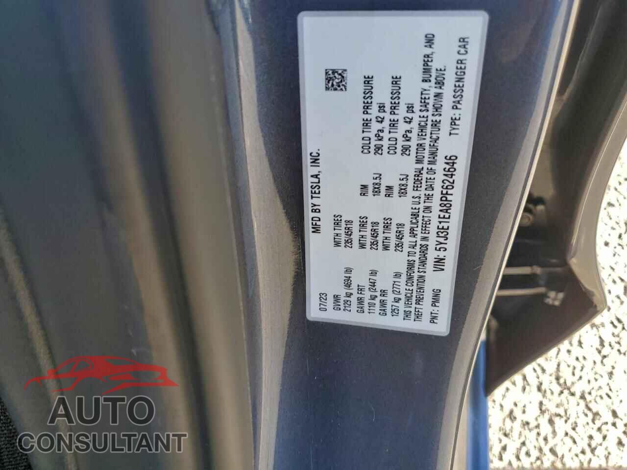 TESLA MODEL 3 2023 - 5YJ3E1EA8PF624646
