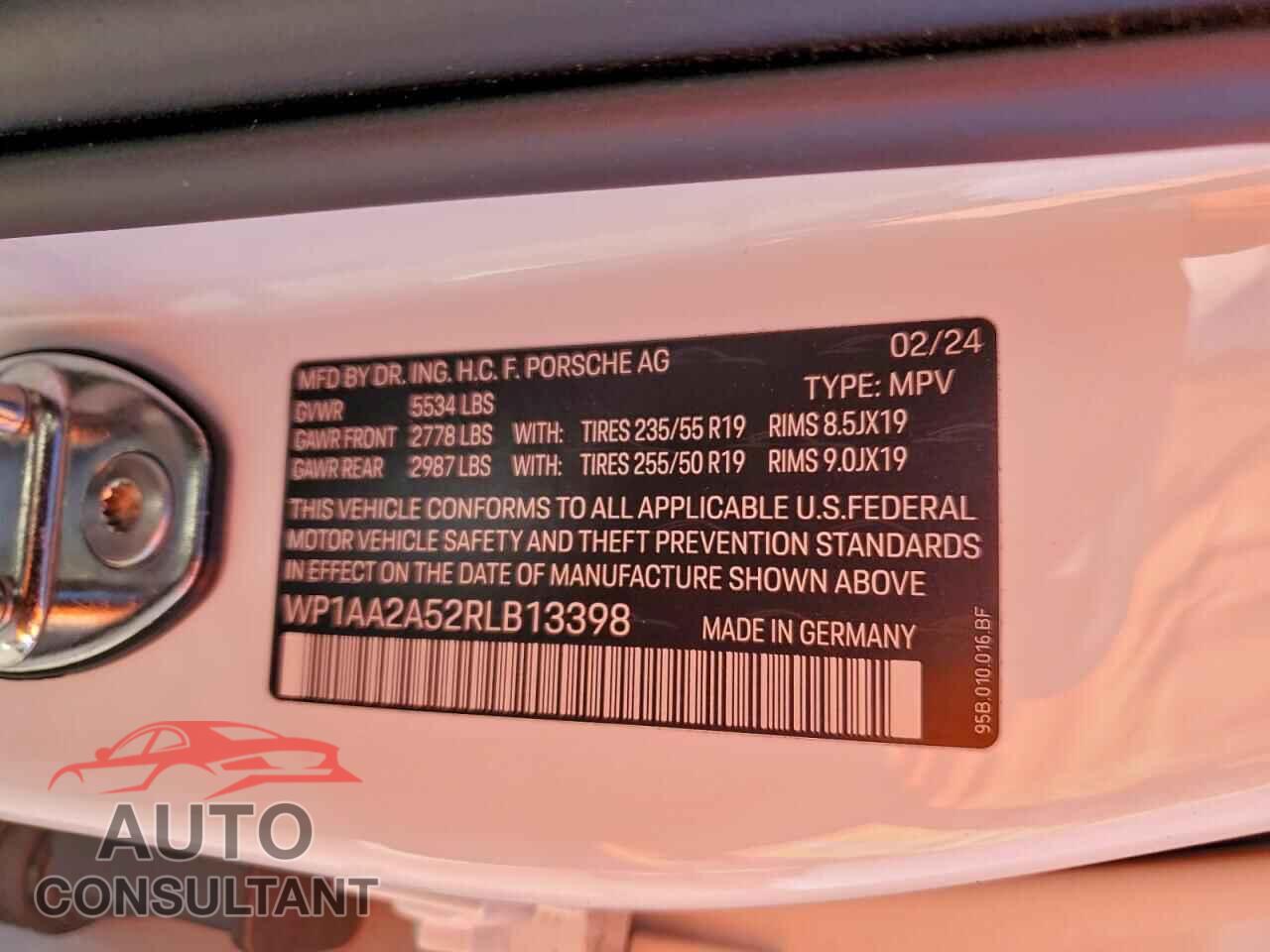 PORSCHE MACAN BASE 2024 - WP1AA2A52RLB13398