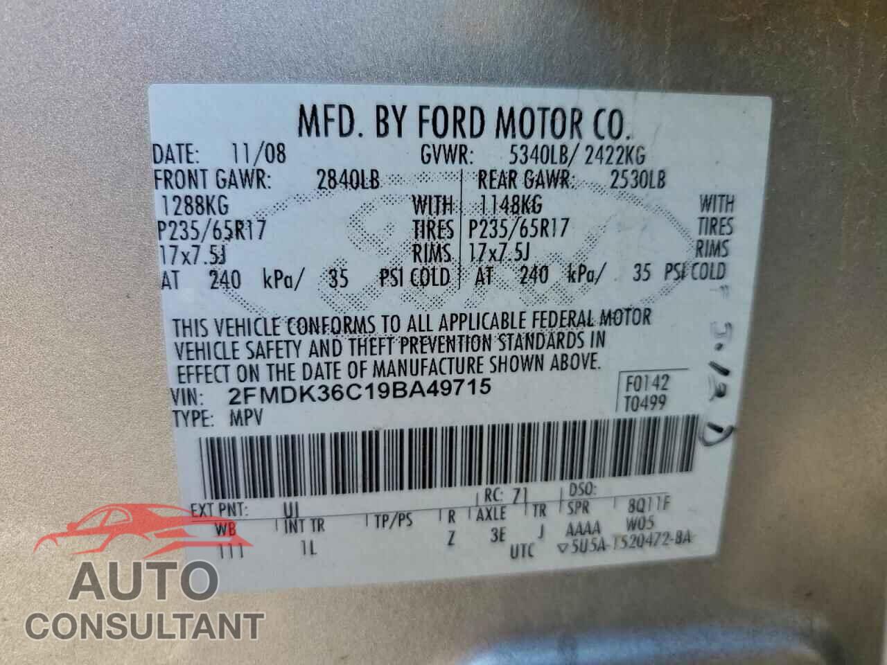 FORD EDGE 2009 - 2FMDK36C19BA49715
