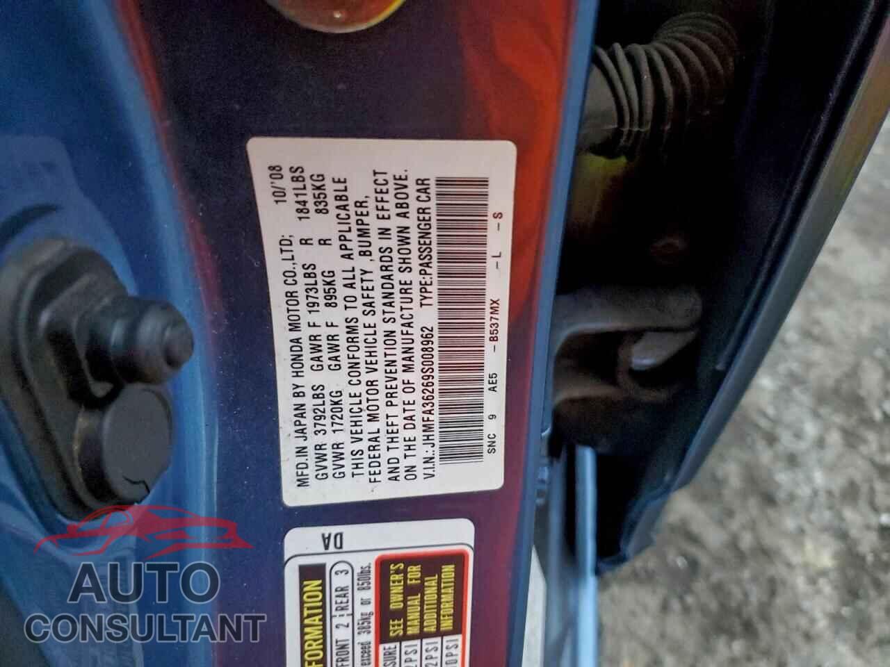 HONDA CIVIC 2009 - JHMFA36269S008962