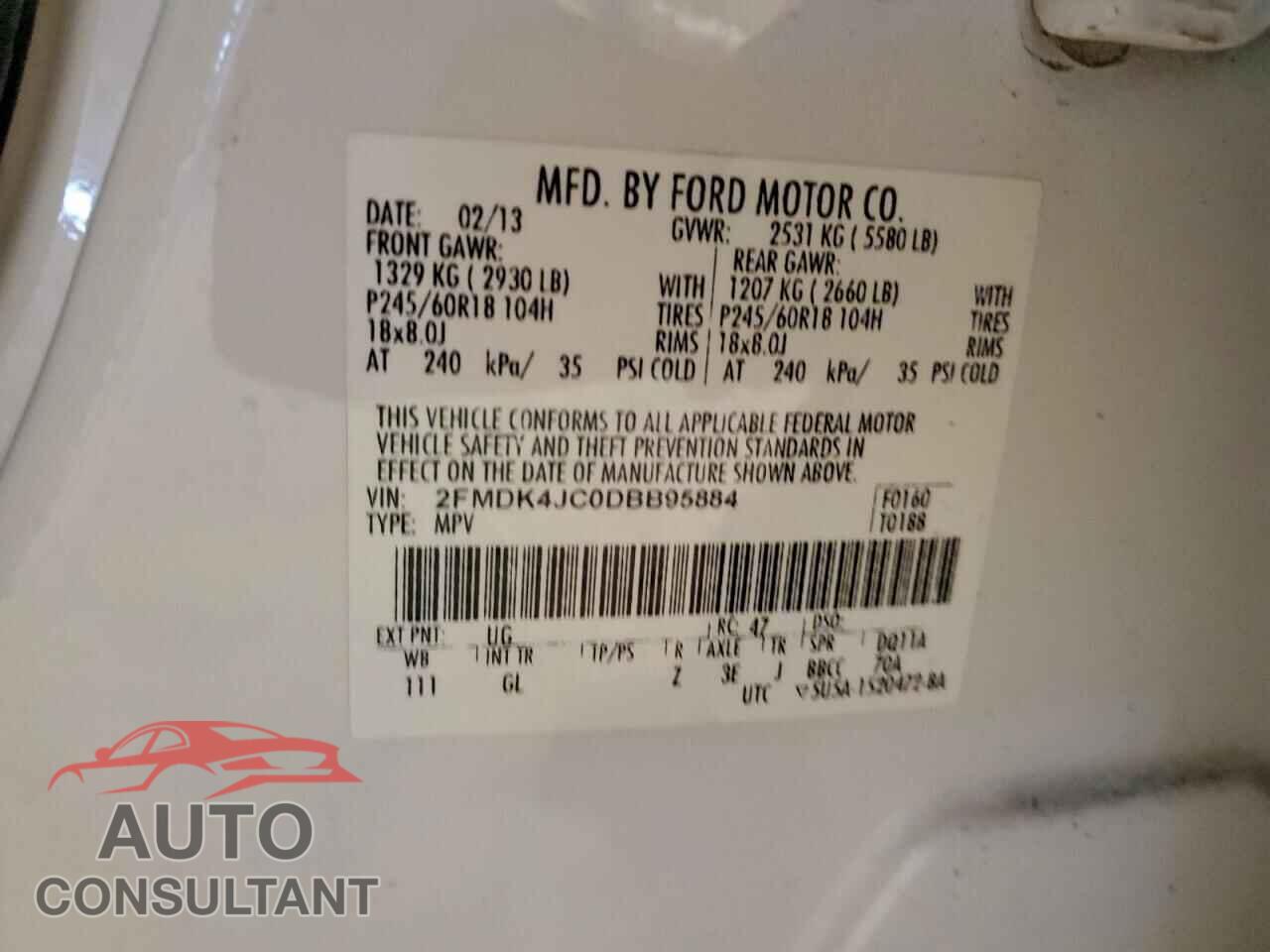 FORD EDGE 2013 - 2FMDK4JC0DBB95884