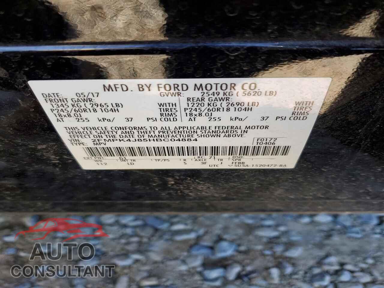 FORD EDGE 2017 - 2FMPK4J85HBC04884
