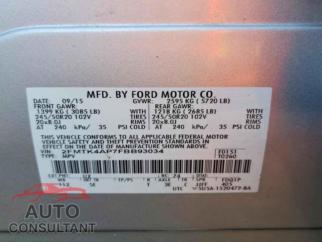 FORD EDGE 2015 - 2FMTK4AP7FBB93034