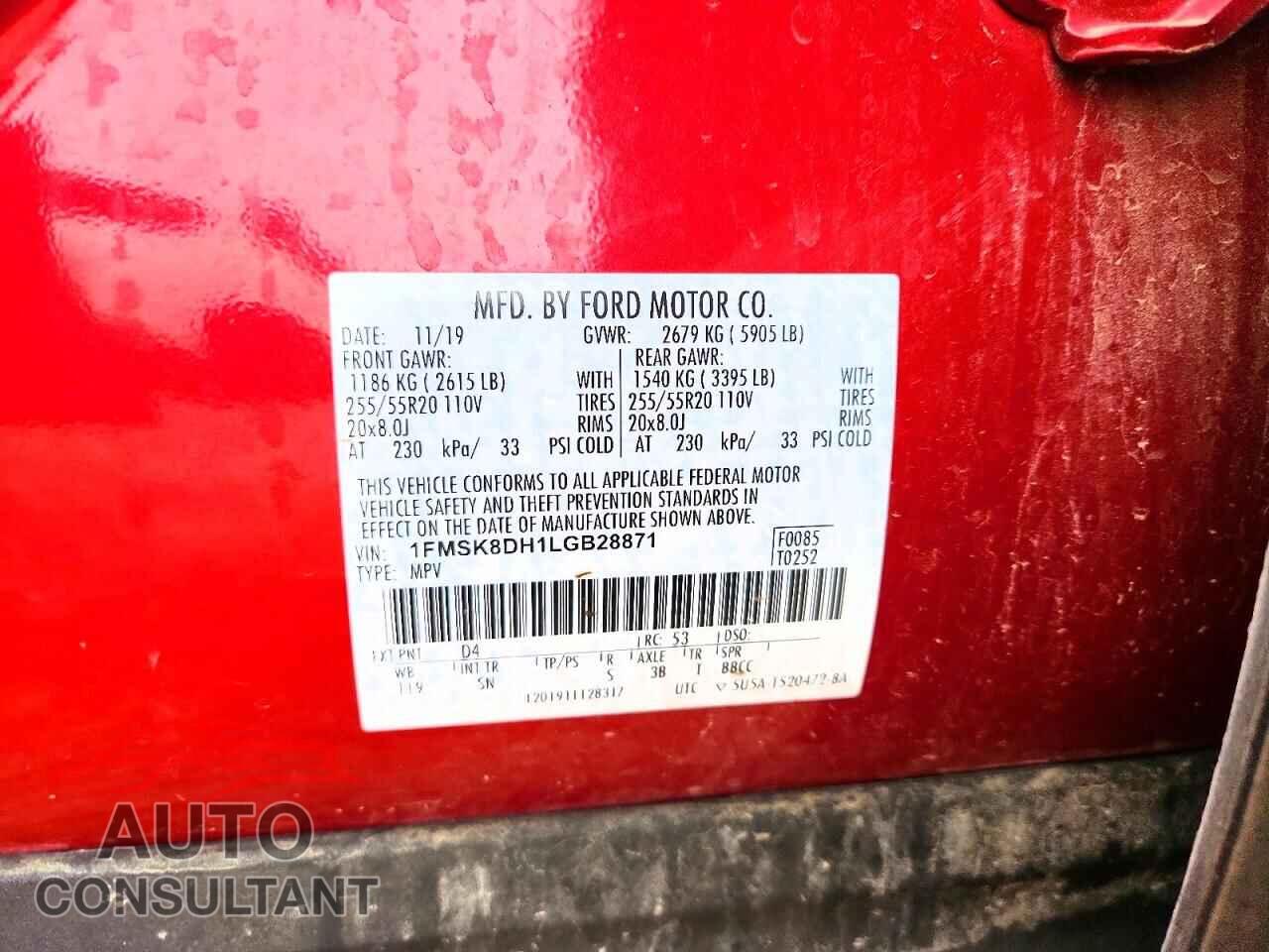 FORD EXPLORER 2020 - 1FMSK8DH1LGB28871
