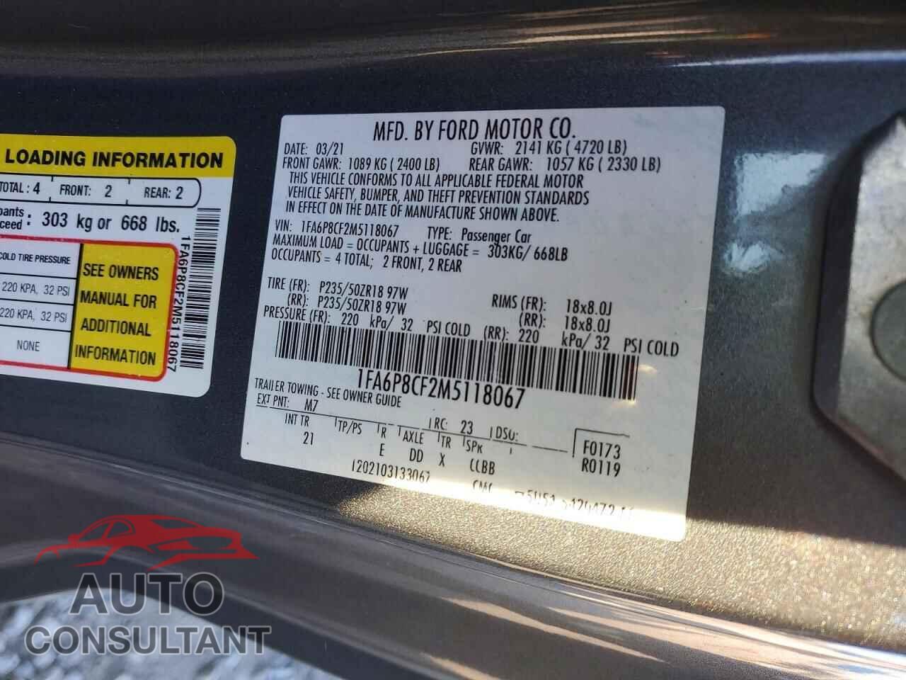 FORD MUSTANG 2021 - 1FA6P8CF2M5118067